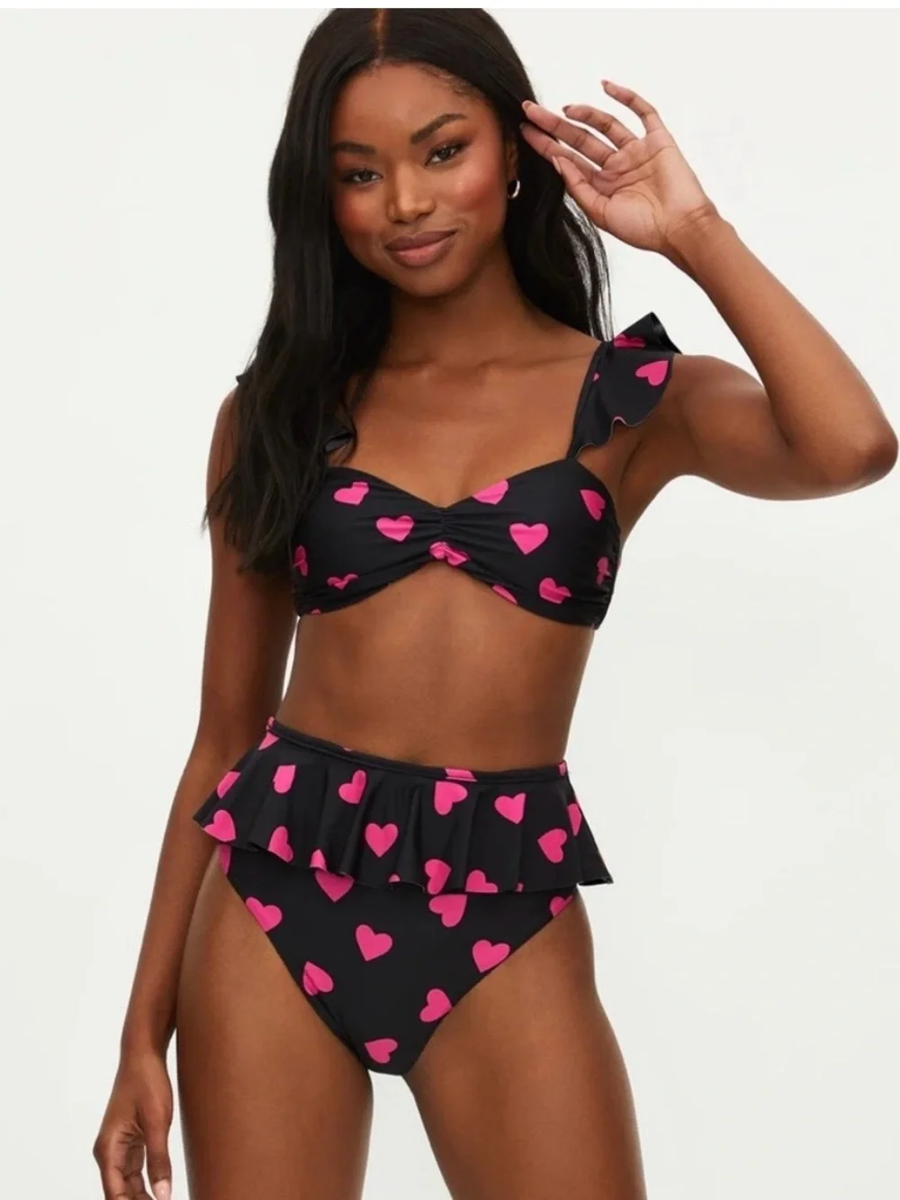 Beach Riot Poppy Bralette Bikini Top and Daisy Ruffle Bottoms in Tough Love - Picture 2 of 6